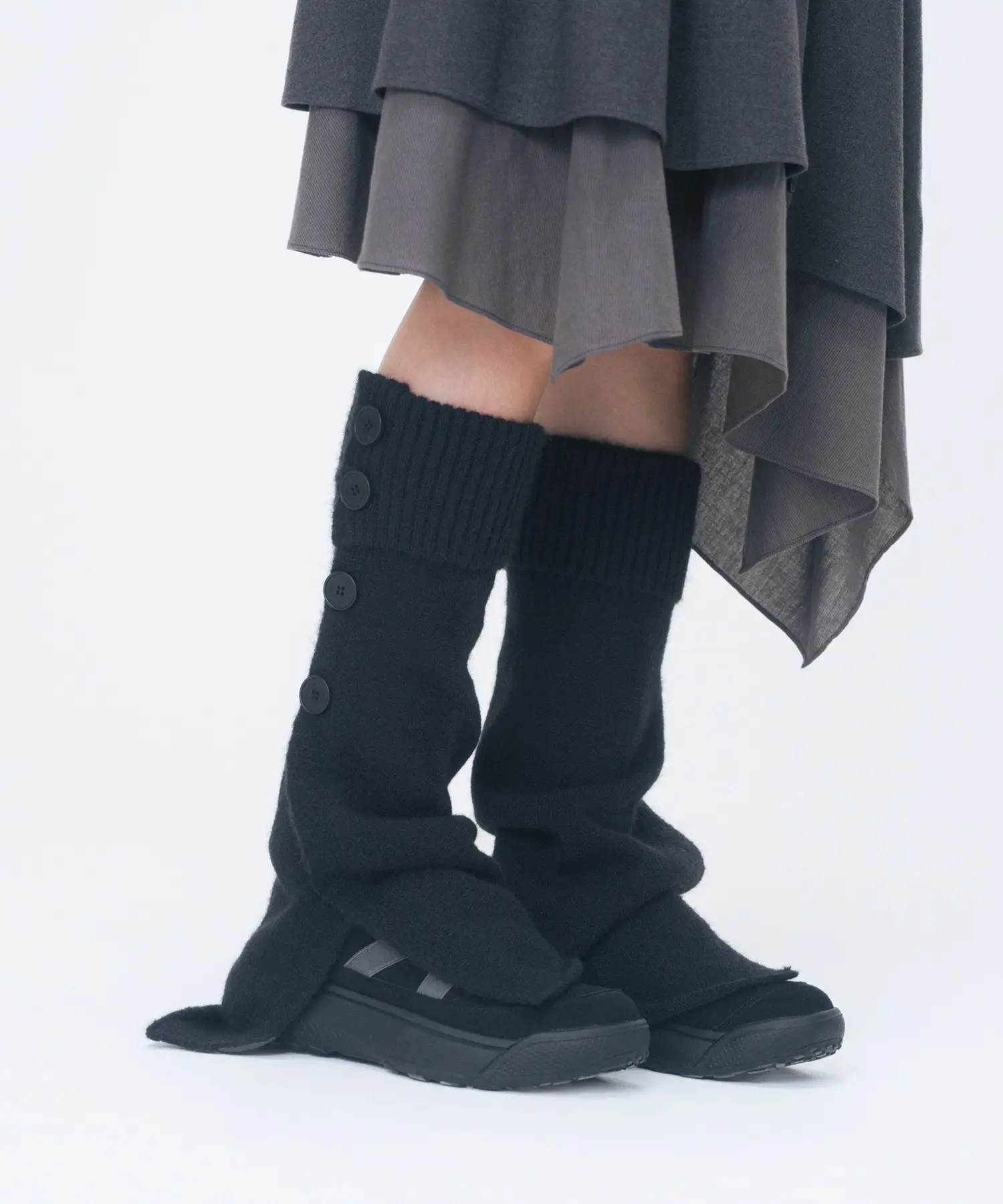 Button Loop Leg Warmer (BLACK)