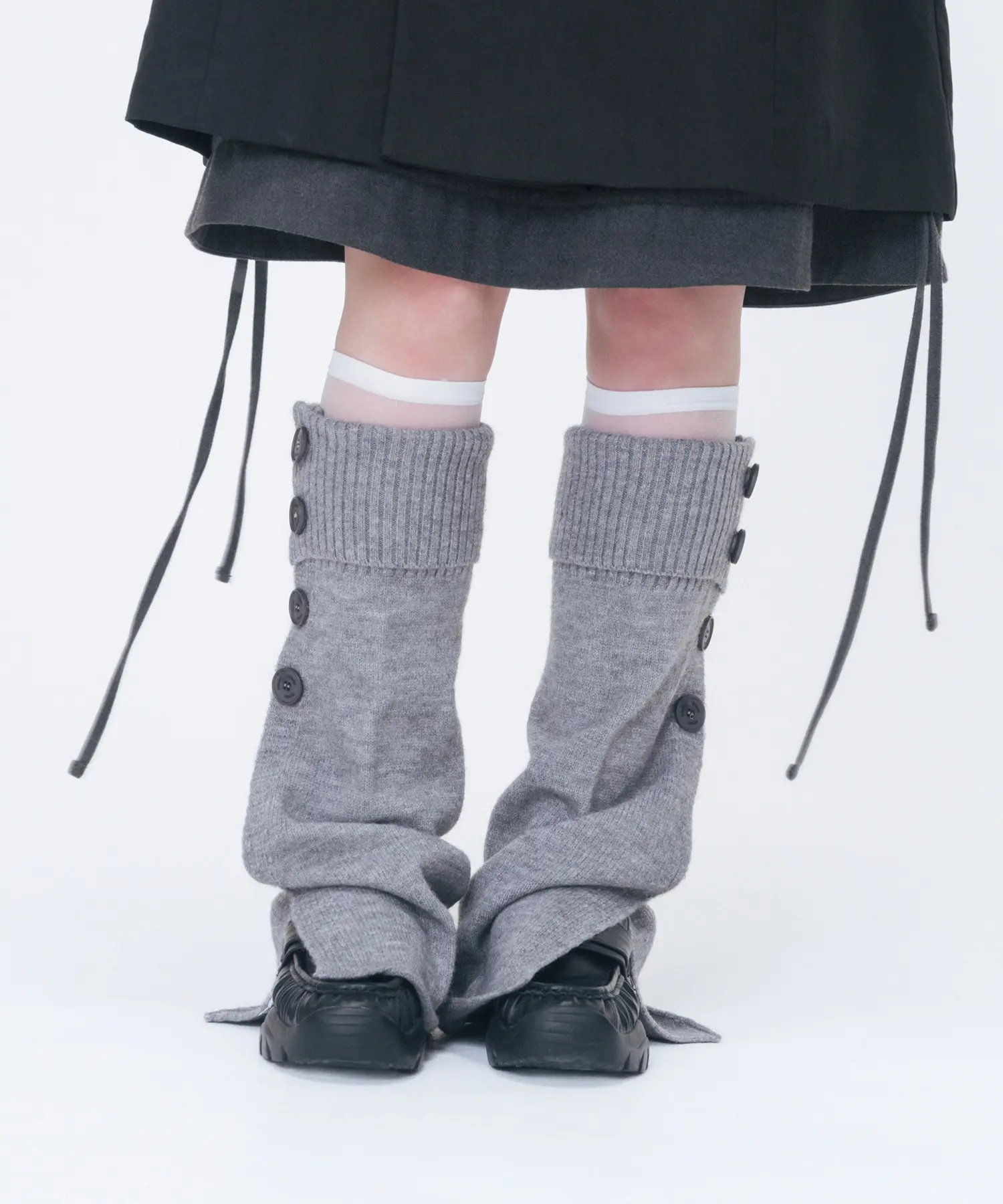 Button Loop Leg Warmer (GREY)