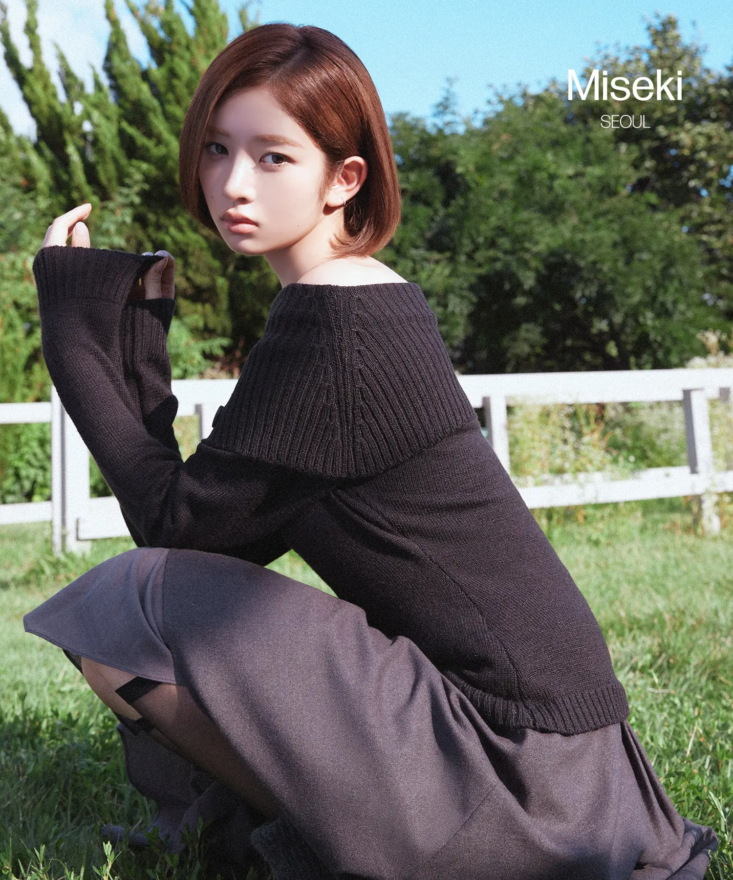 Button Off Shoulder Knit (BLACK)