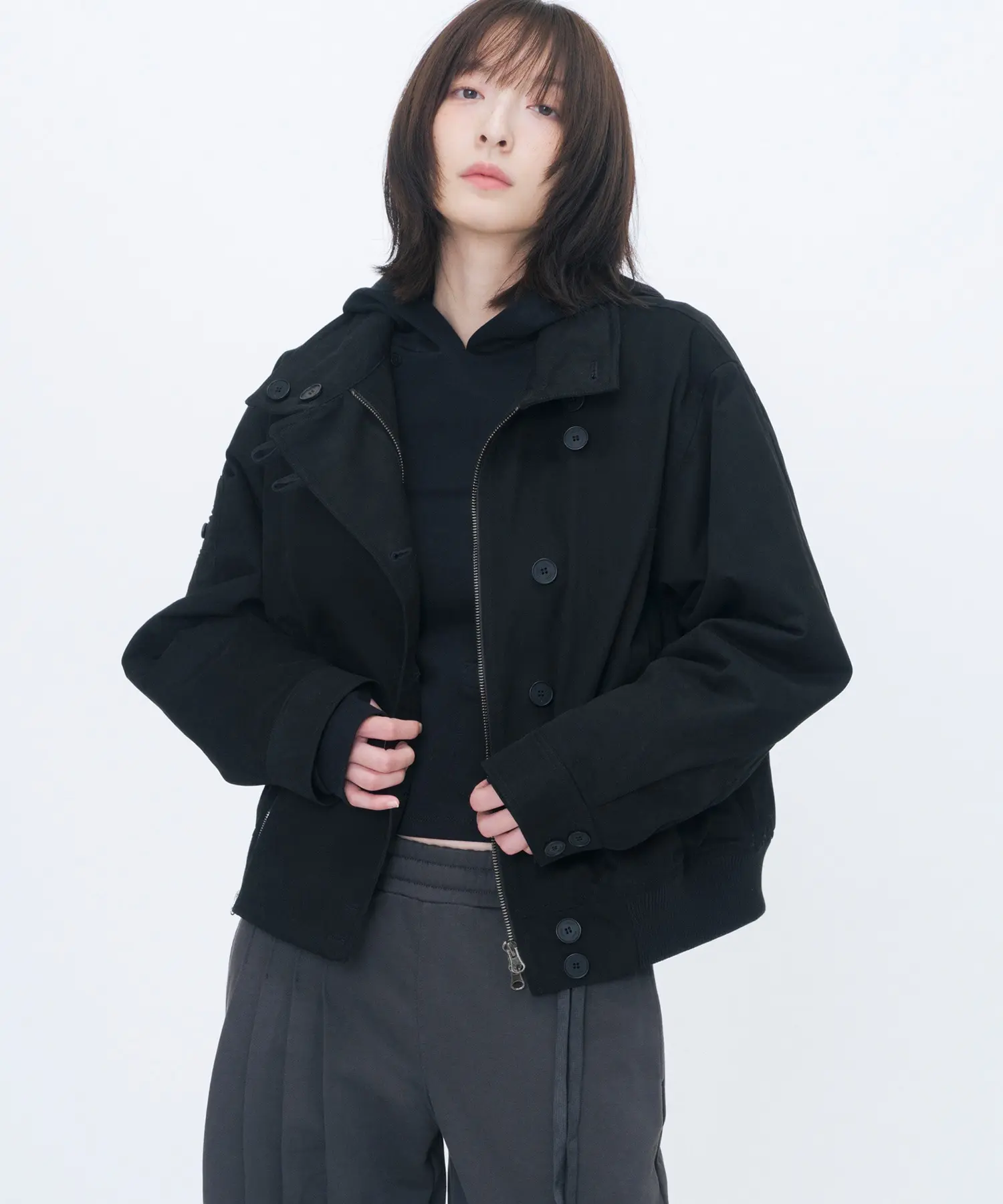 Asymmetric Bomber Jacket (BLACK)