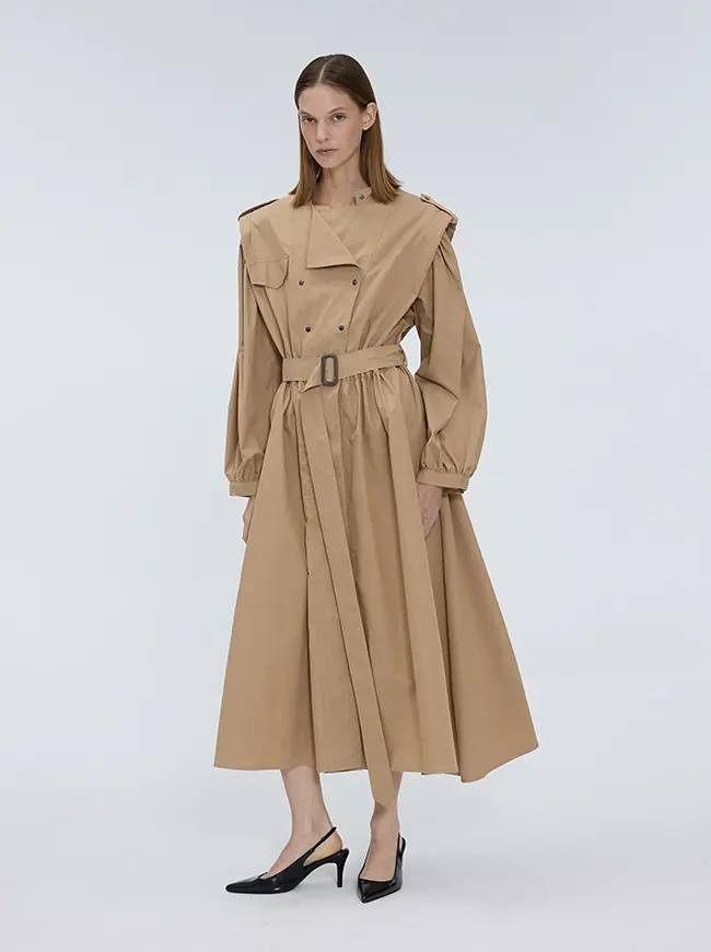 Puff Sleeve Trench Coat Dress