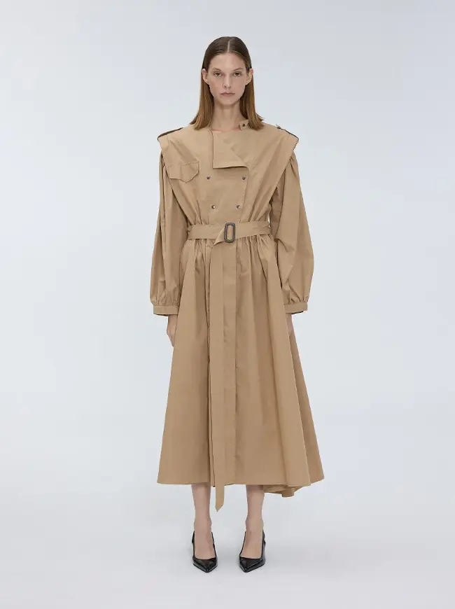 Puff Sleeve Trench Coat Dress