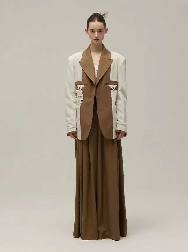 Layered Pin Tuck Slacks (Camel Brown)