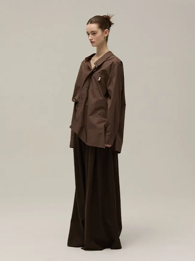 Wide Pleated Pants (Brown)