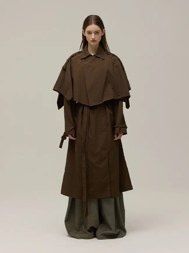 Cape Trench Coat (Brown)
