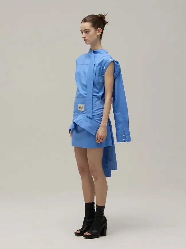 Off-Sleeve Tied Shirt (Blue)