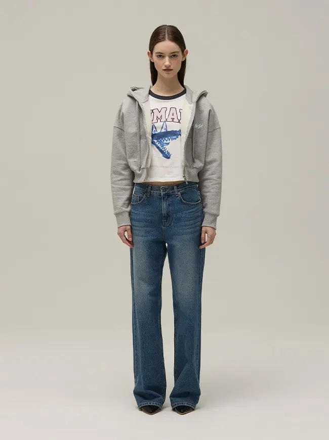 Signature Logo Cropped Hooded Zip-Up