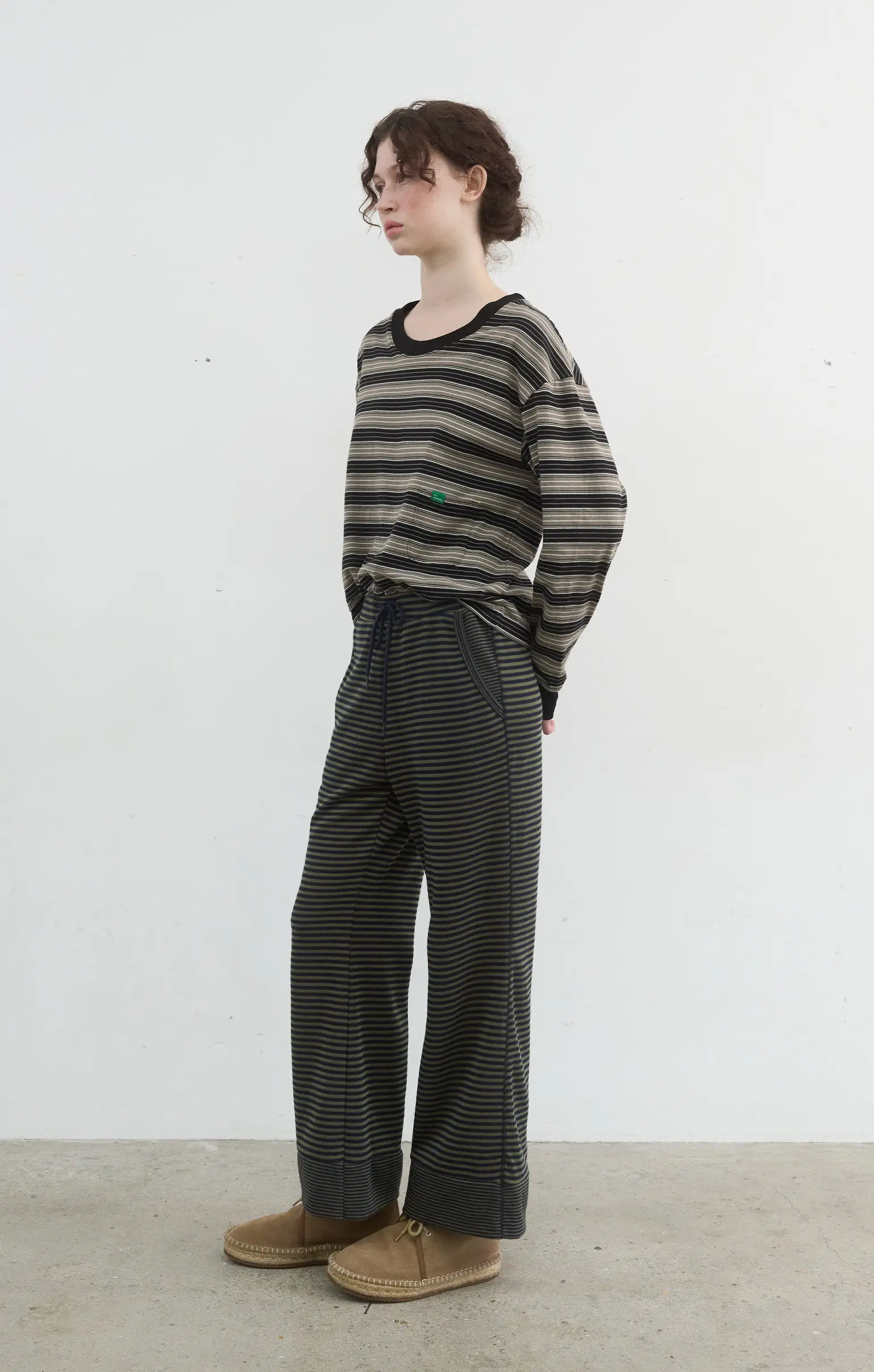 Supple Stripe Pants (Deep Olive)