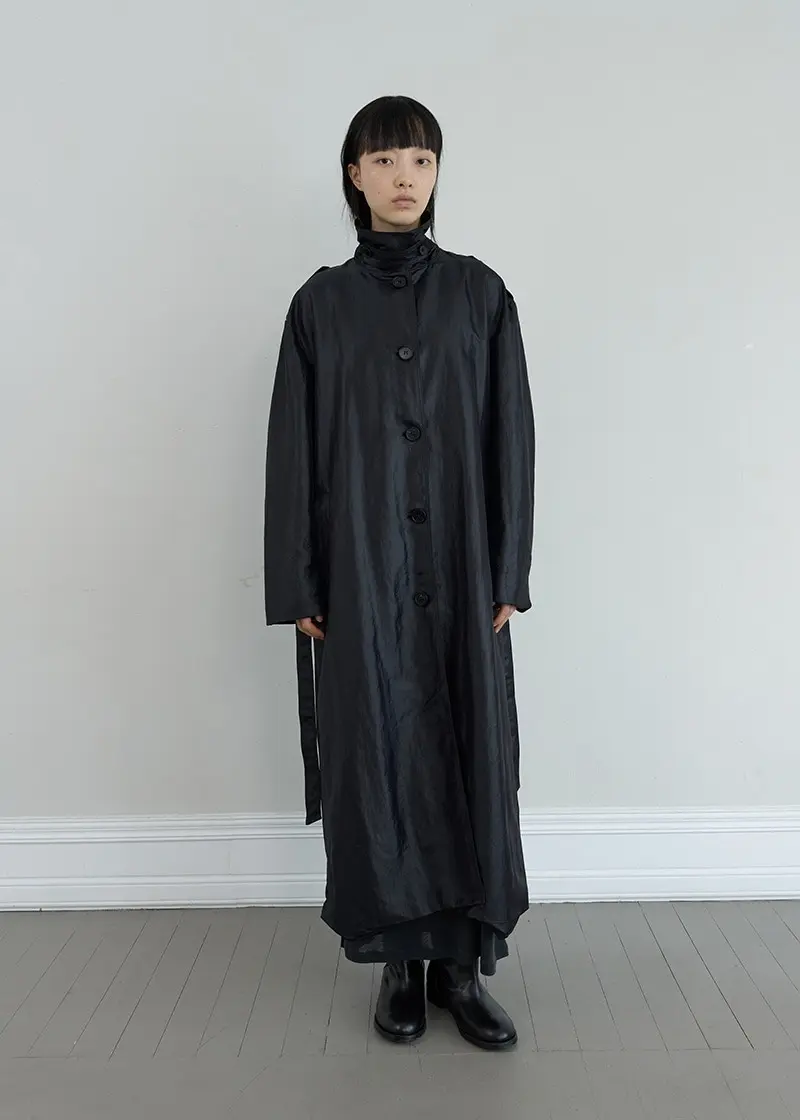 Soft Sheen Trench Coat (Black)