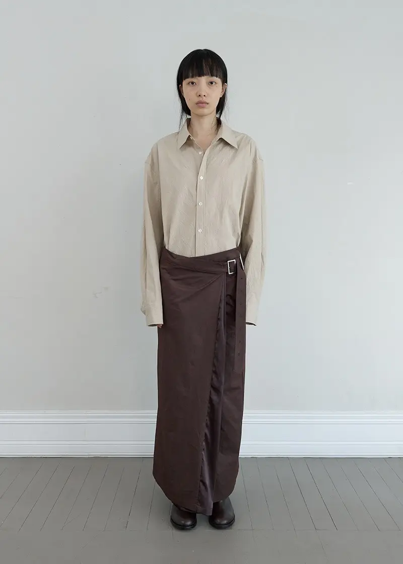 Two-Way Maxi Wrap Skirt (Brown)