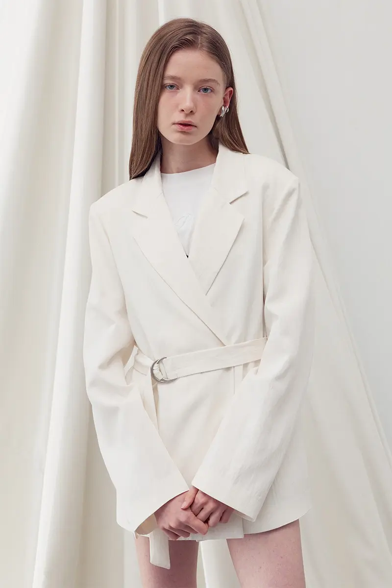 D-Ring Belted Jacket Ivory
