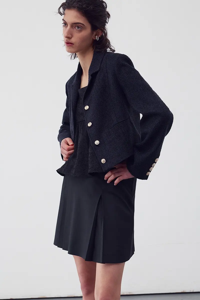 Wool-Blend Tweed Jacket Midnight Navy
