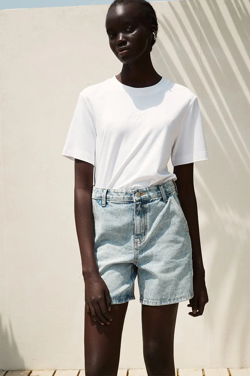Logo Embroidered Round Neck T Shirt White