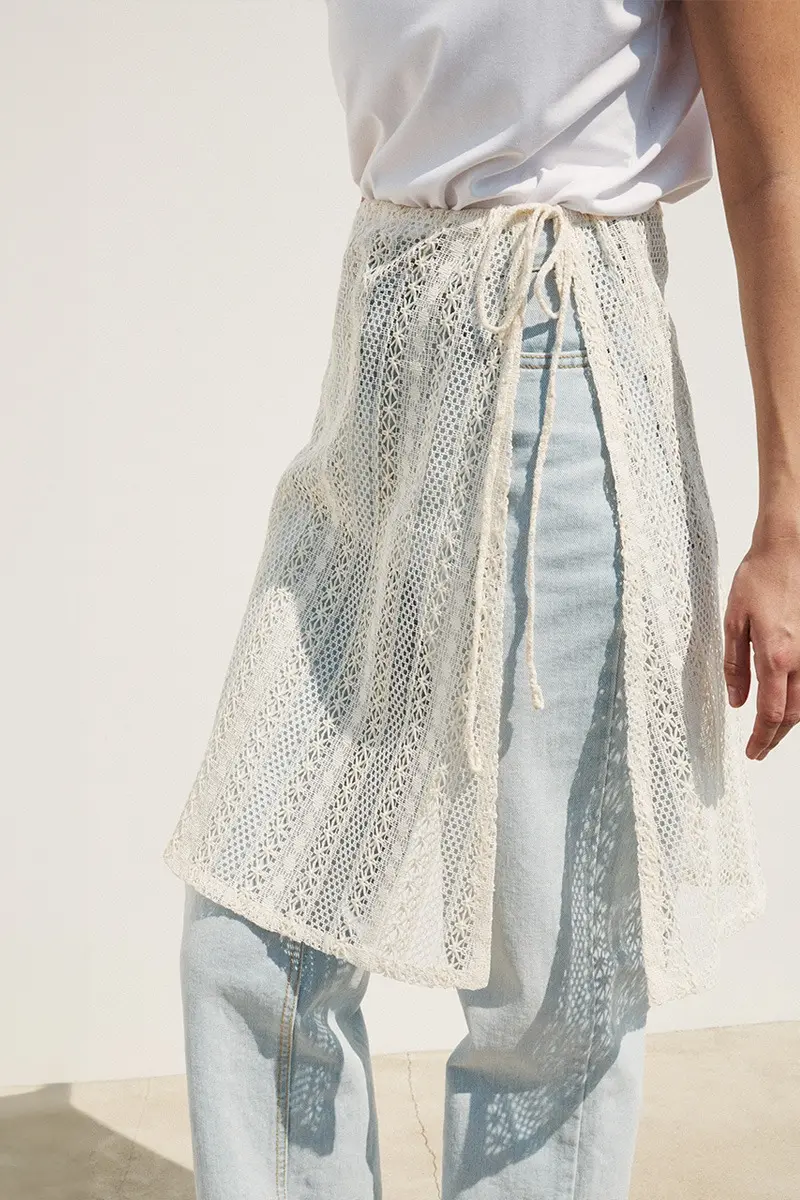 Tie Waist Layered Lace Skirt