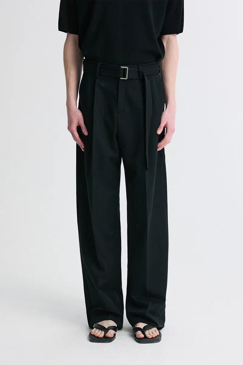 Pleated Belted Trousers