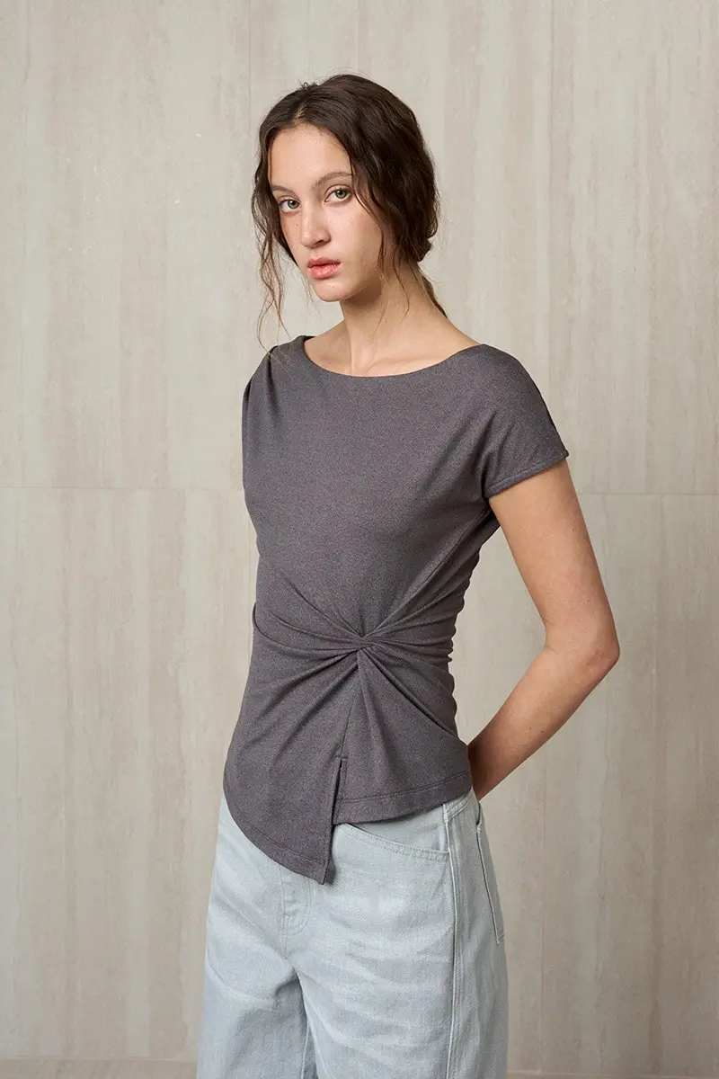 Twisted Drape Top Charcoal