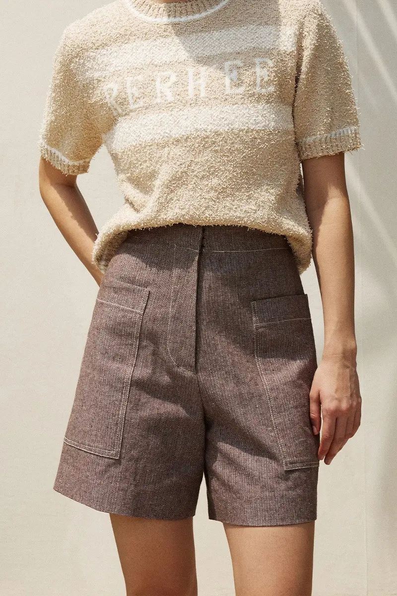 Linen Blend Oversized Pocket Shorts