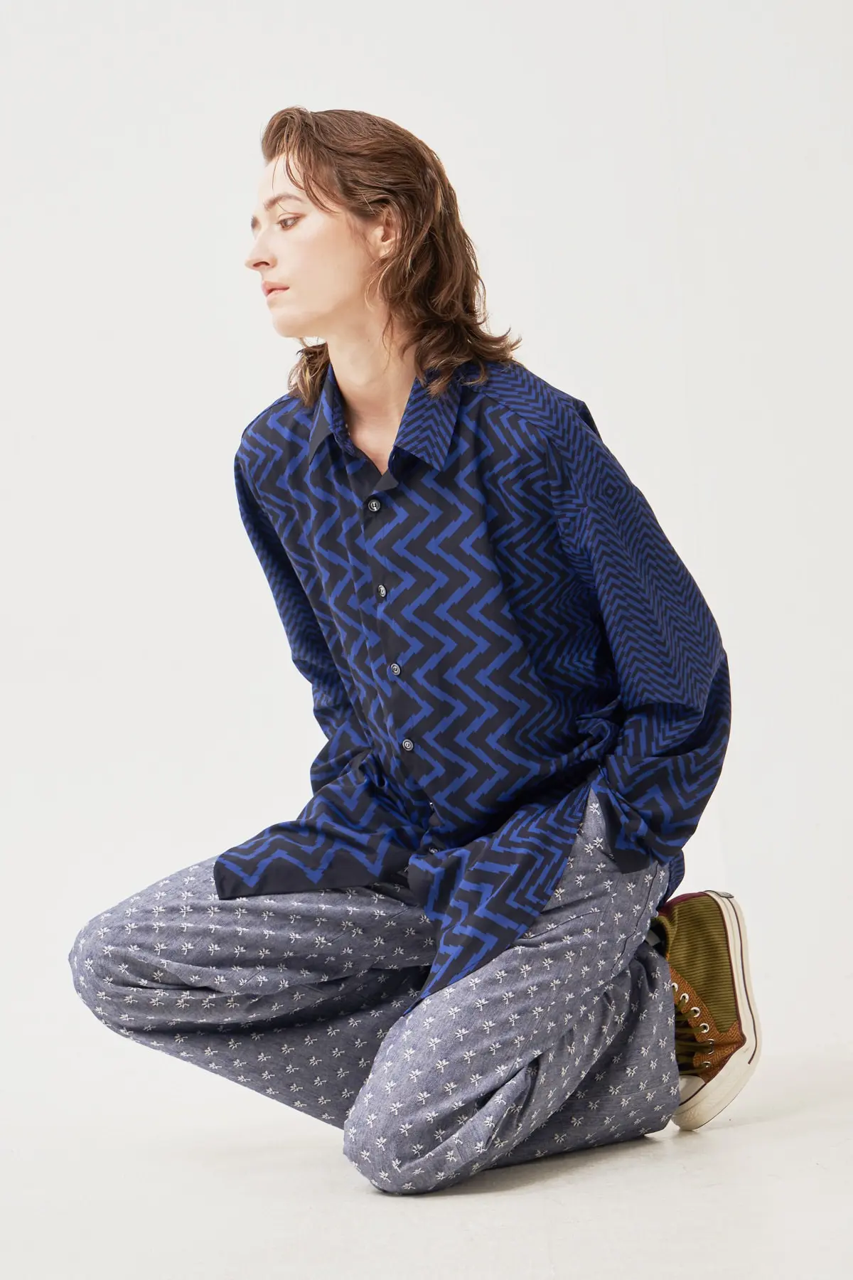 Blue Zigzag Pattern Shirt