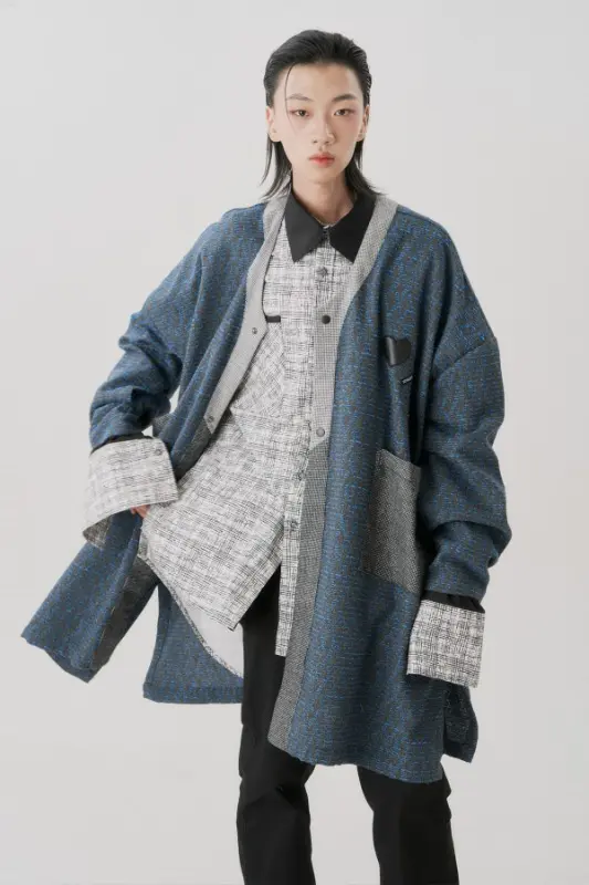 Blue Black Heart Oversized Cardigan
