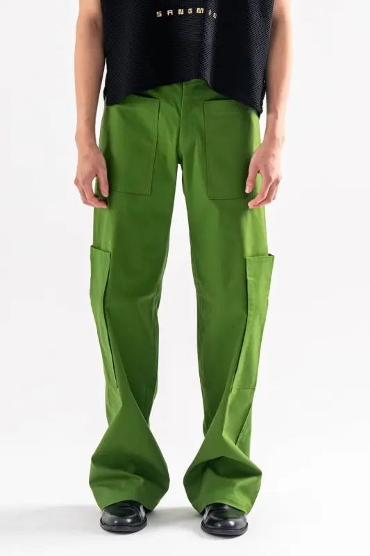 Utility Green Wide Cargo Pants