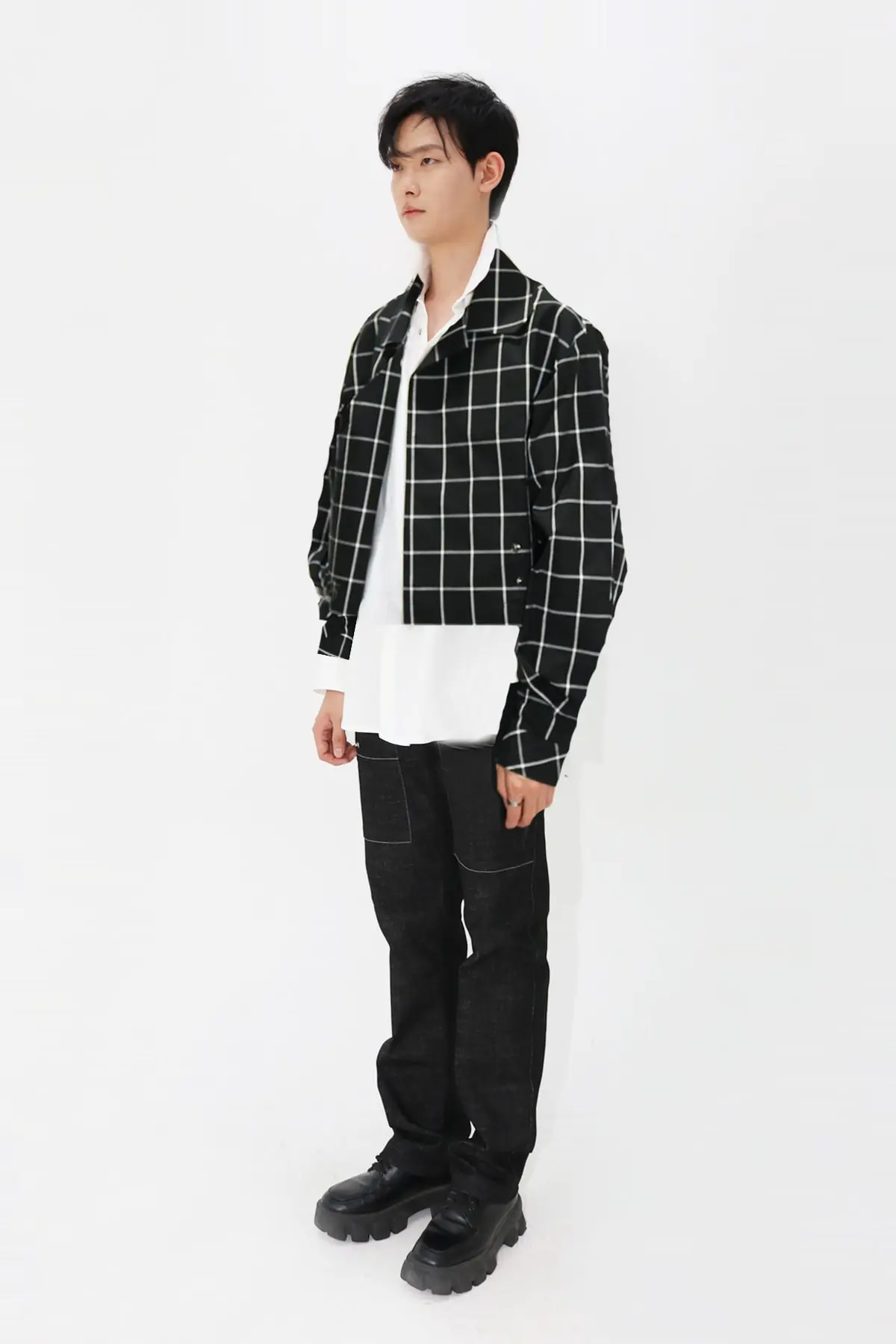 Black Check Crop Jacket
