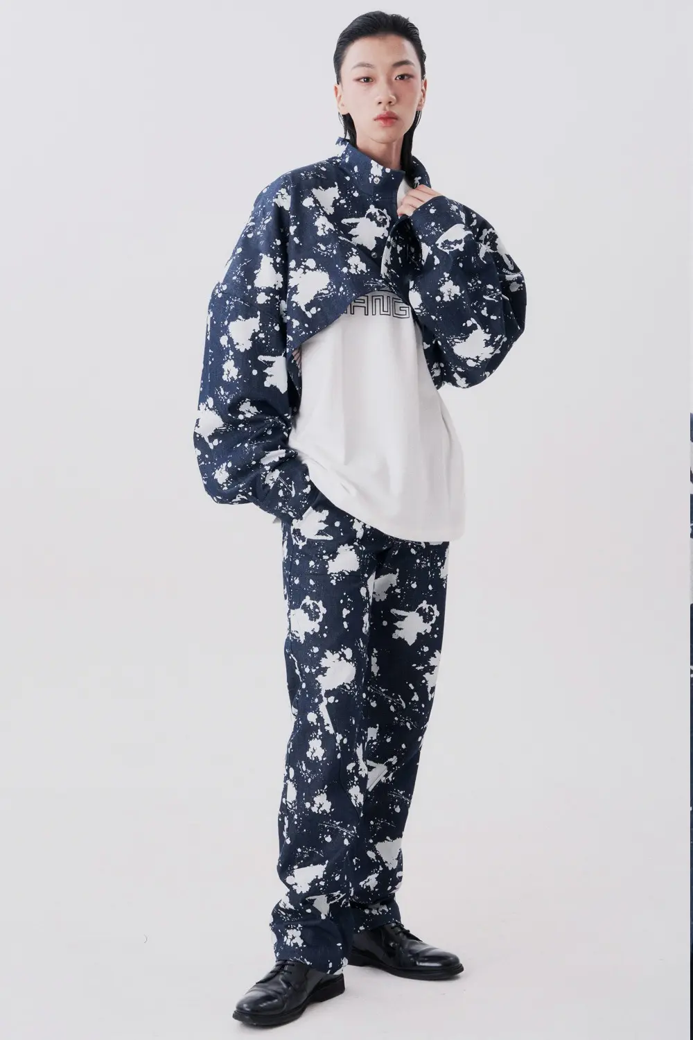 Ink Spattered Avant-Garde Crop Denim