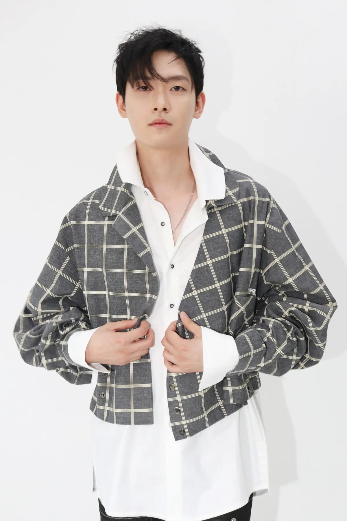 Gray Check Crop Jacket