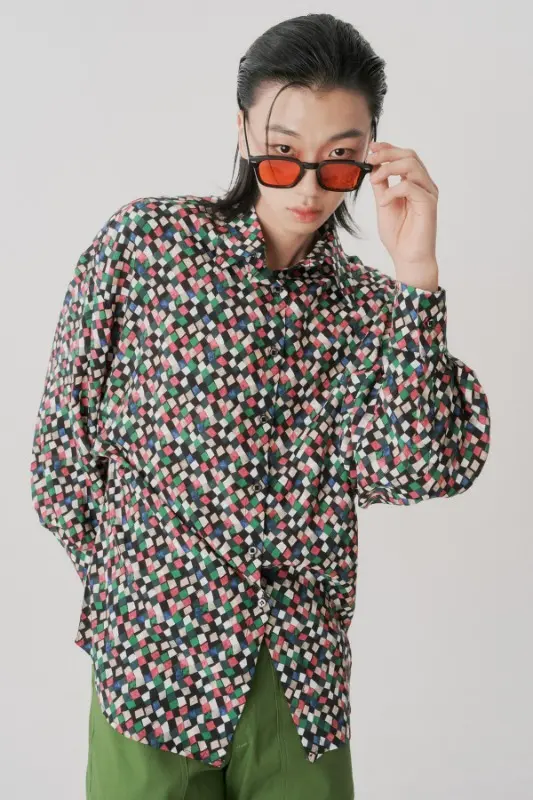 Oversized Painterly Diamond Shirt