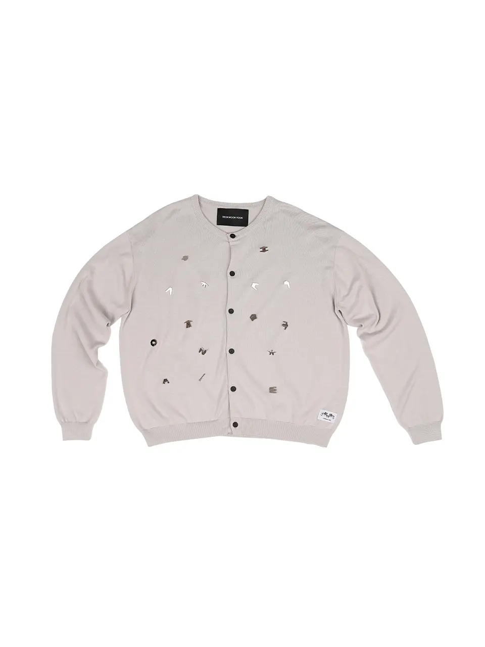 Hangeul Badge Cardigan (Light Grey)