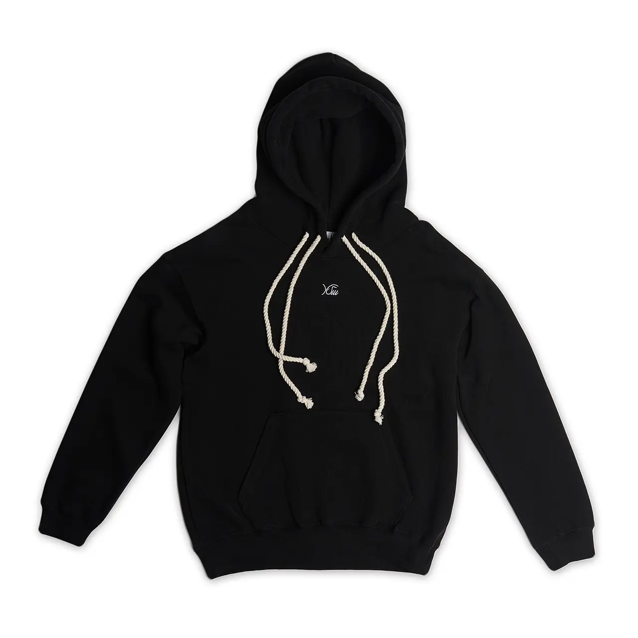 Double Rope Embroidered Hoodie (Black)