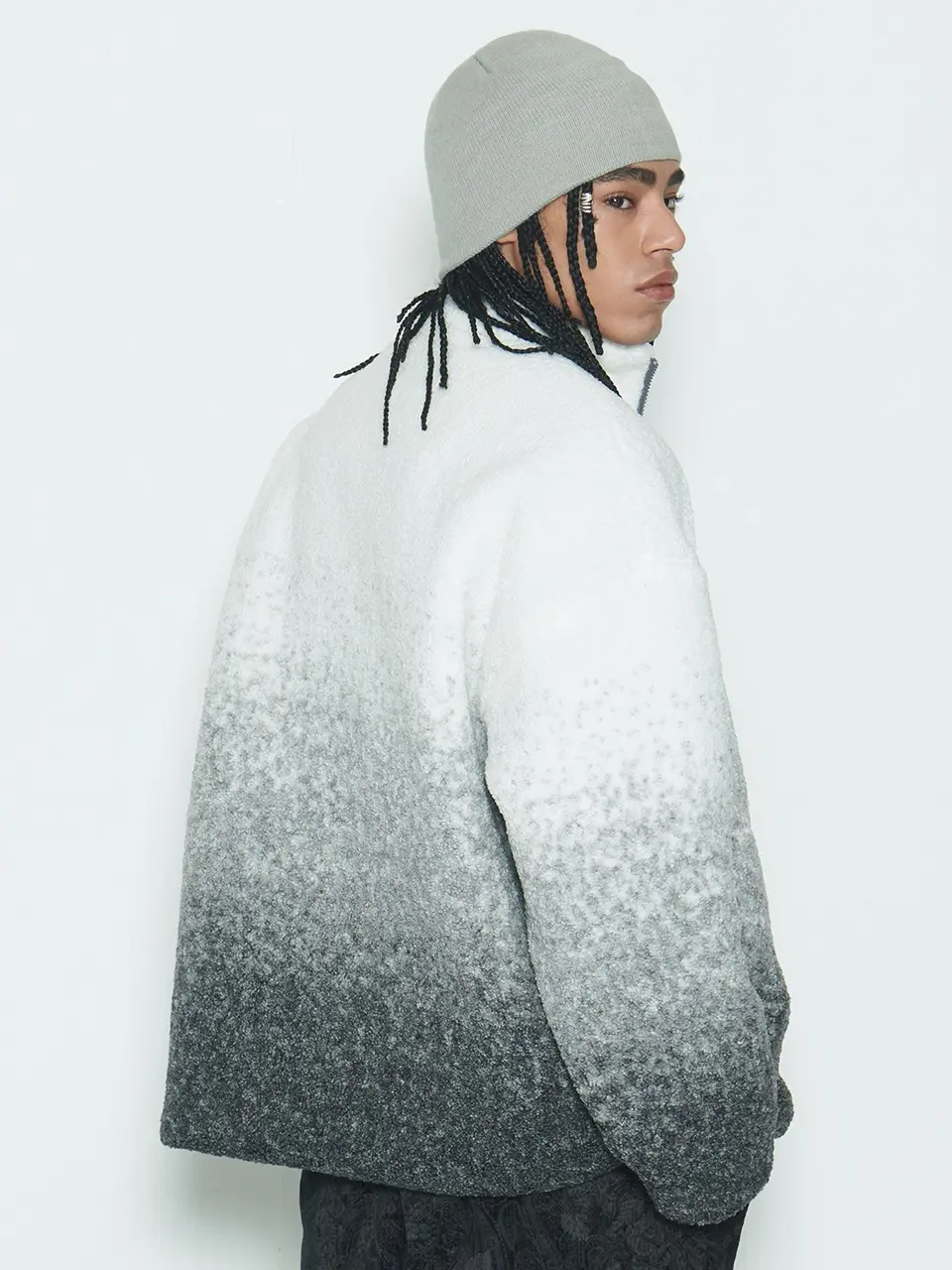 Grey Gradation Sherpa Fur Jacket