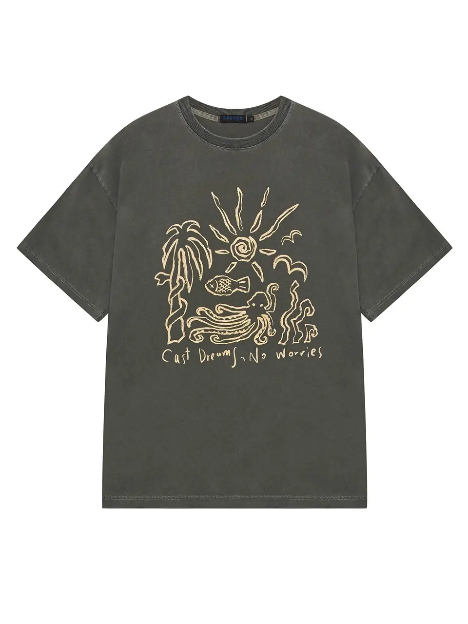 Cast Dreams No Worries Pigment Half Sleeve T Khaki