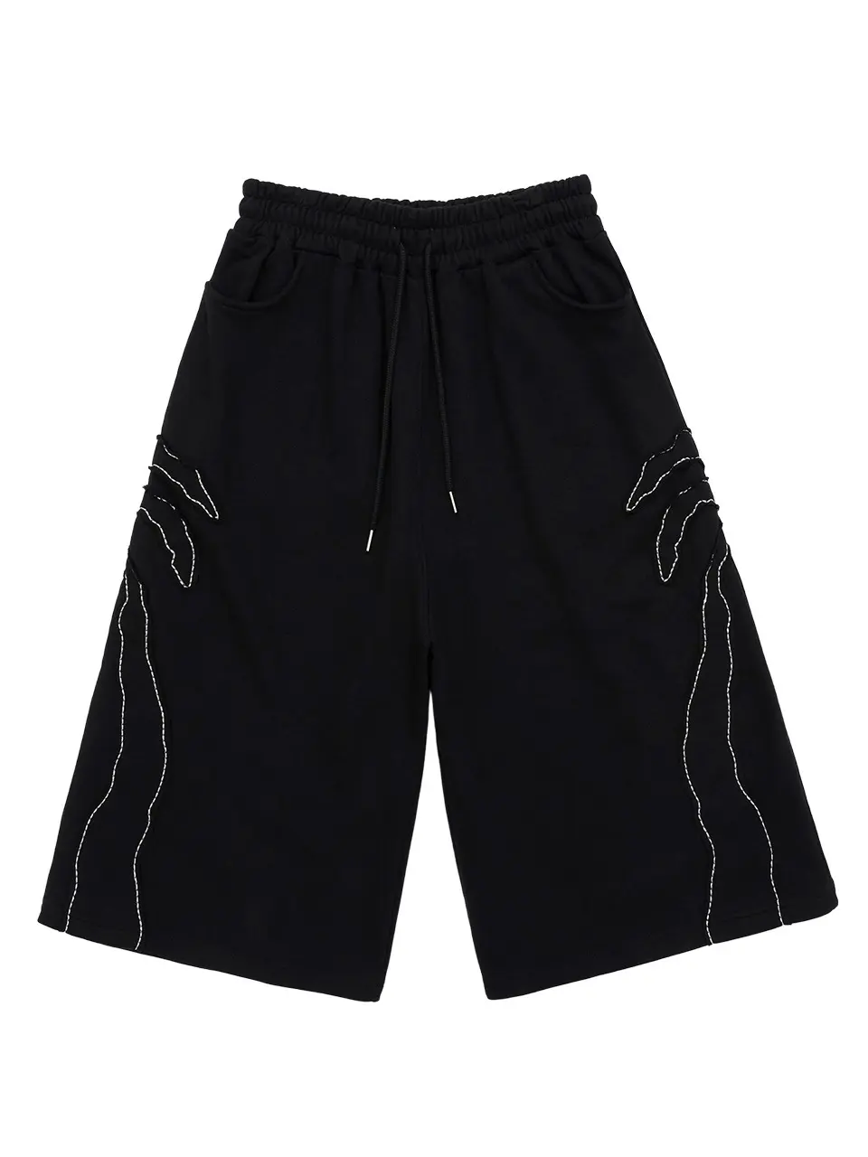 Palm Tree Applique Bermuda Sweat Pants Black