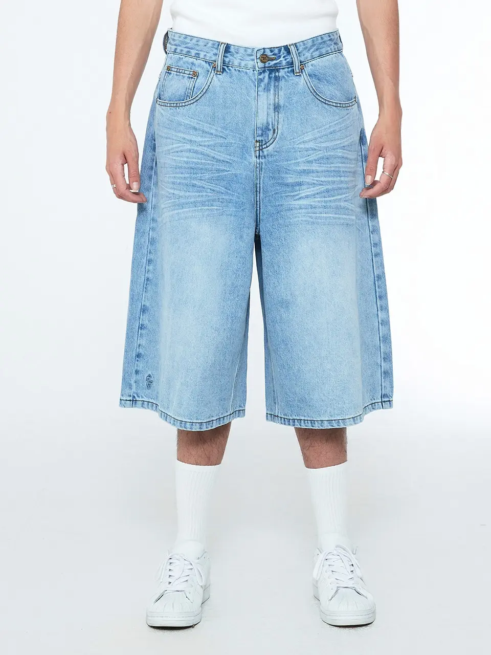 Snake Bermuda Denim Pants Light Blue