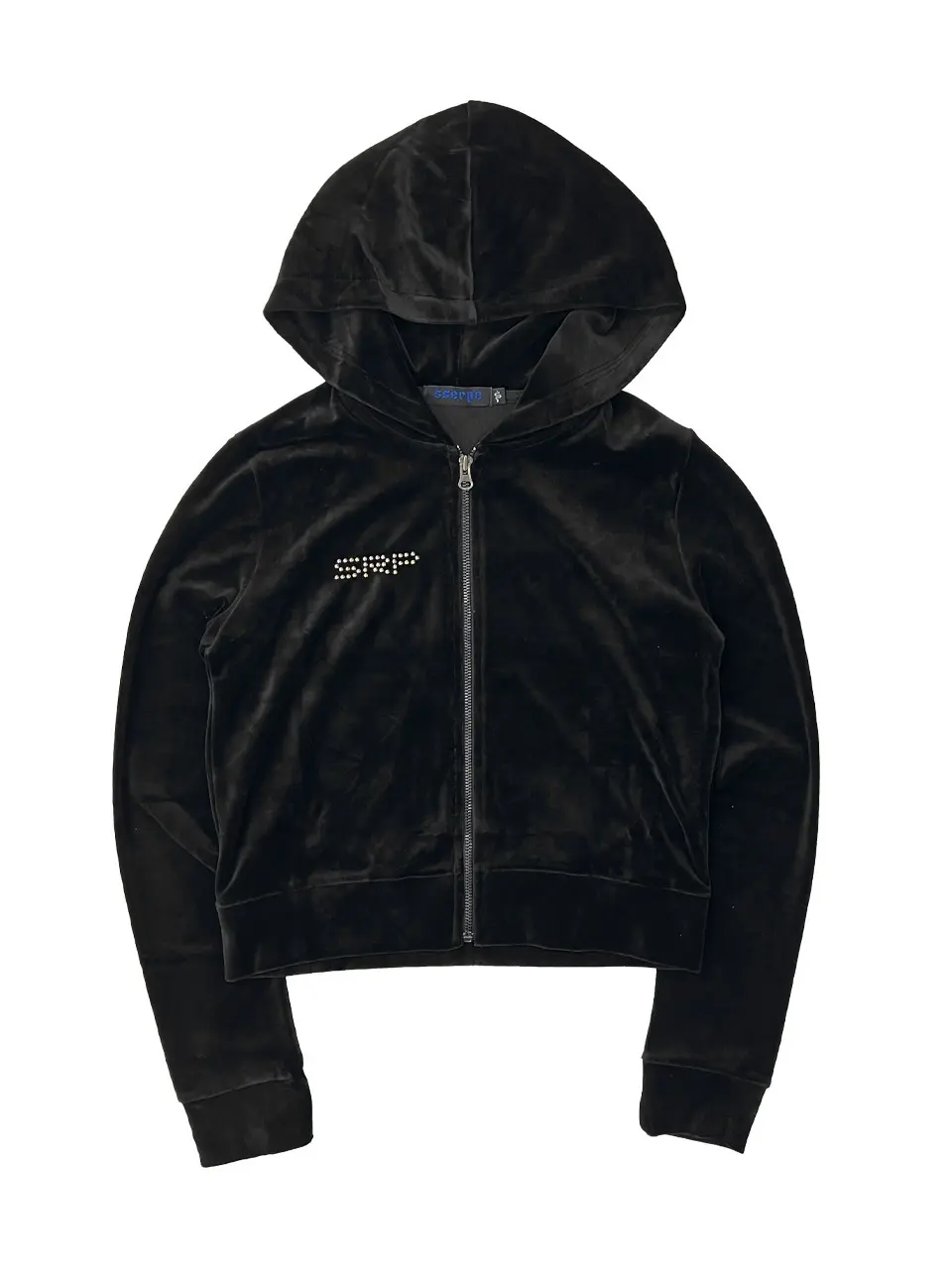 Stud Velvet Crop Hoodie Zip Up Puma Black