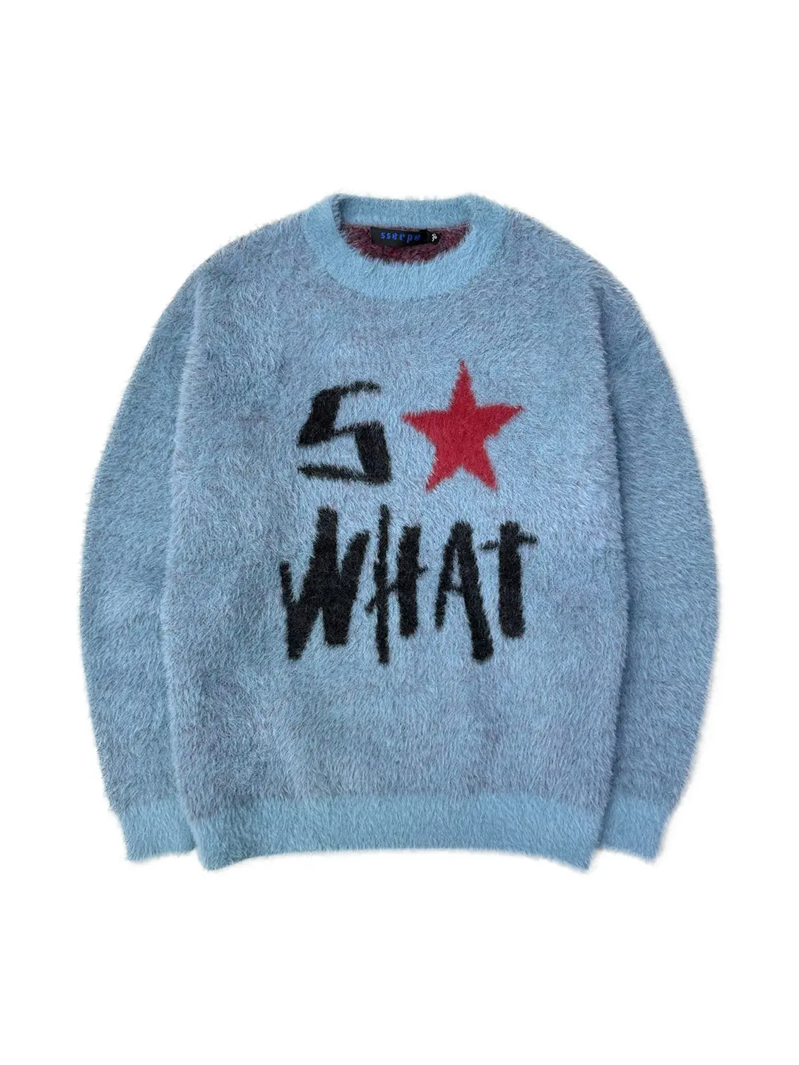 So What Hairy Knit Sweater Turquoise