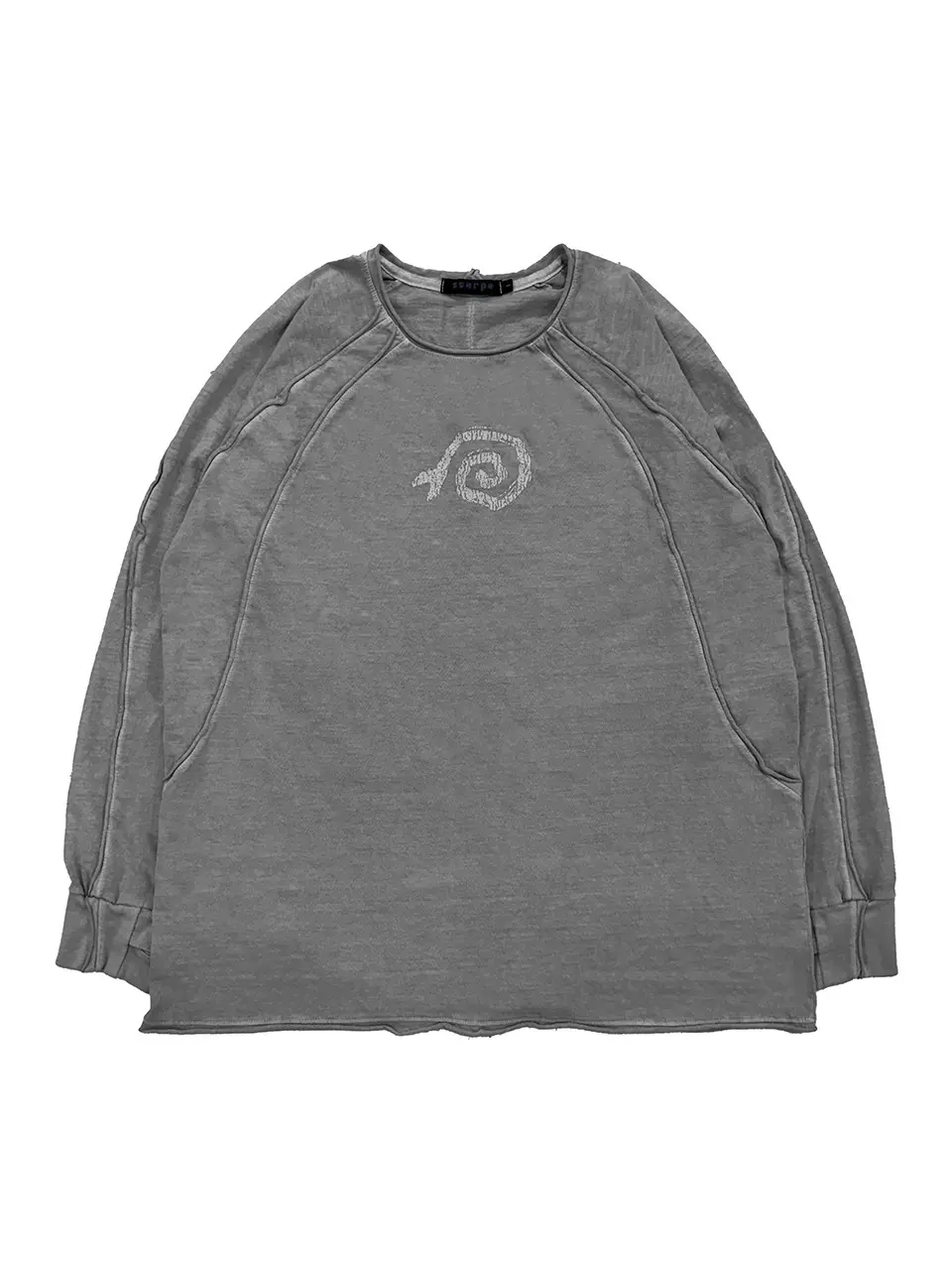 Raw Pigment Finger Hole Long Sleeve T Light Grey