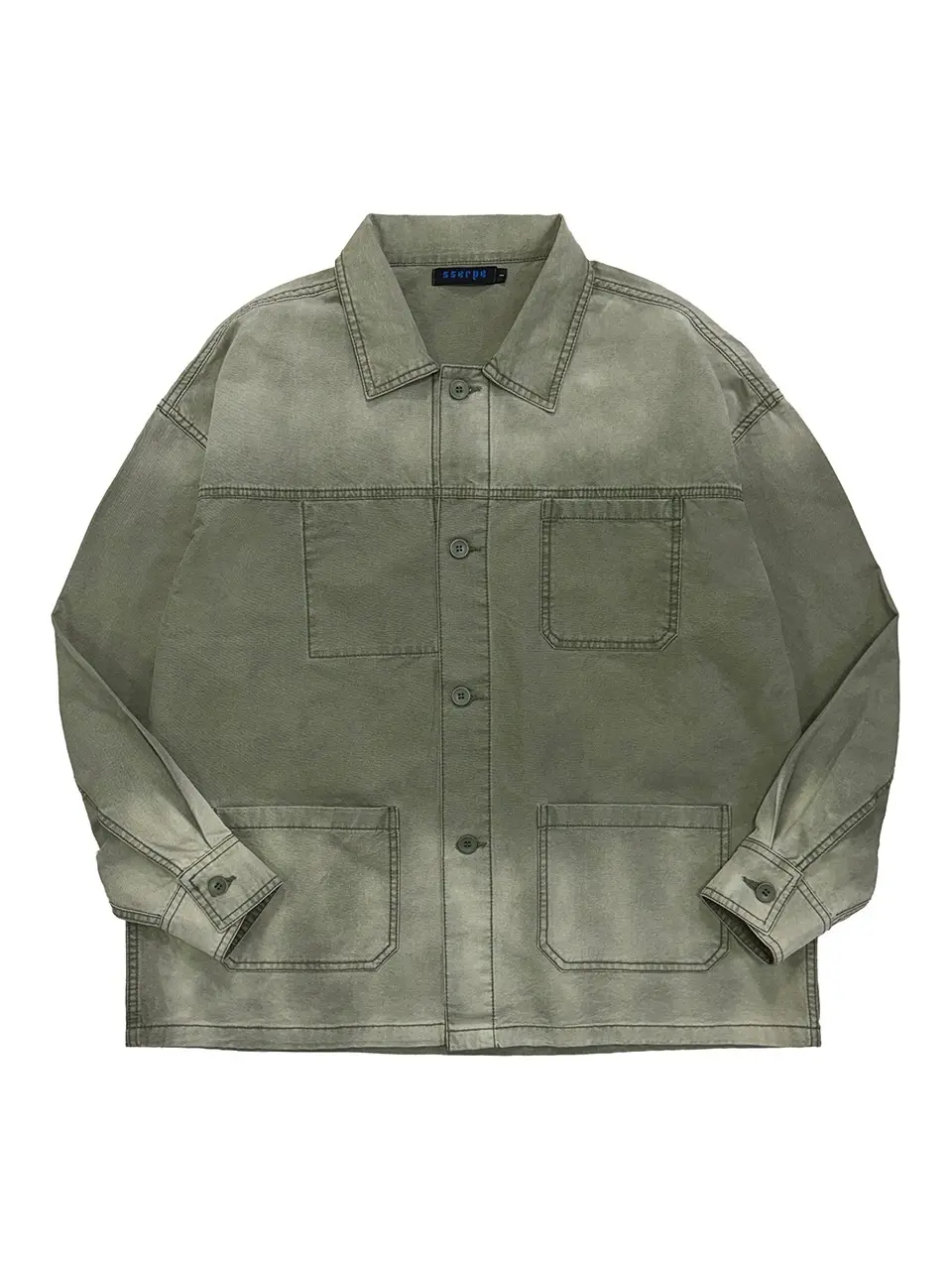 Washed French Work Jacket Khaki