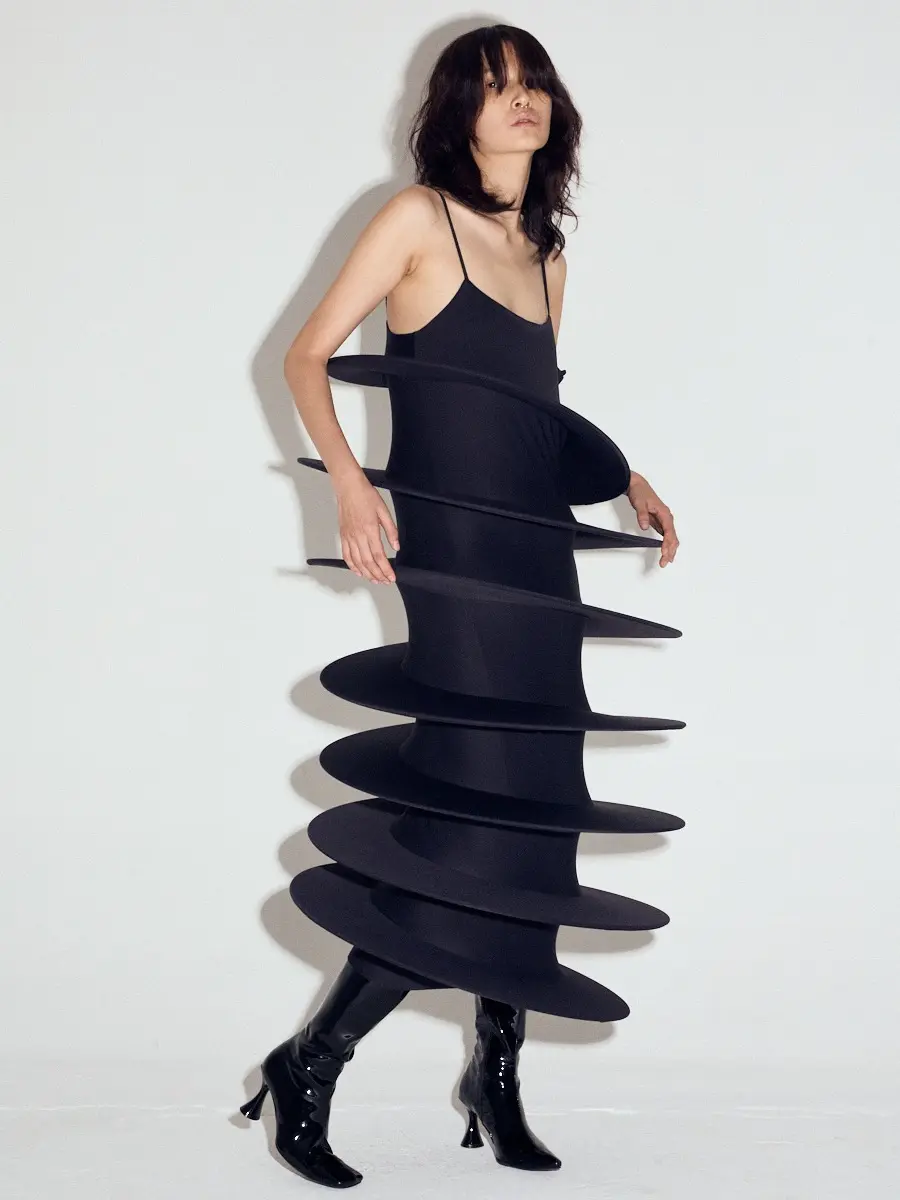 Spaghetti Strap Tornado Dress in Black