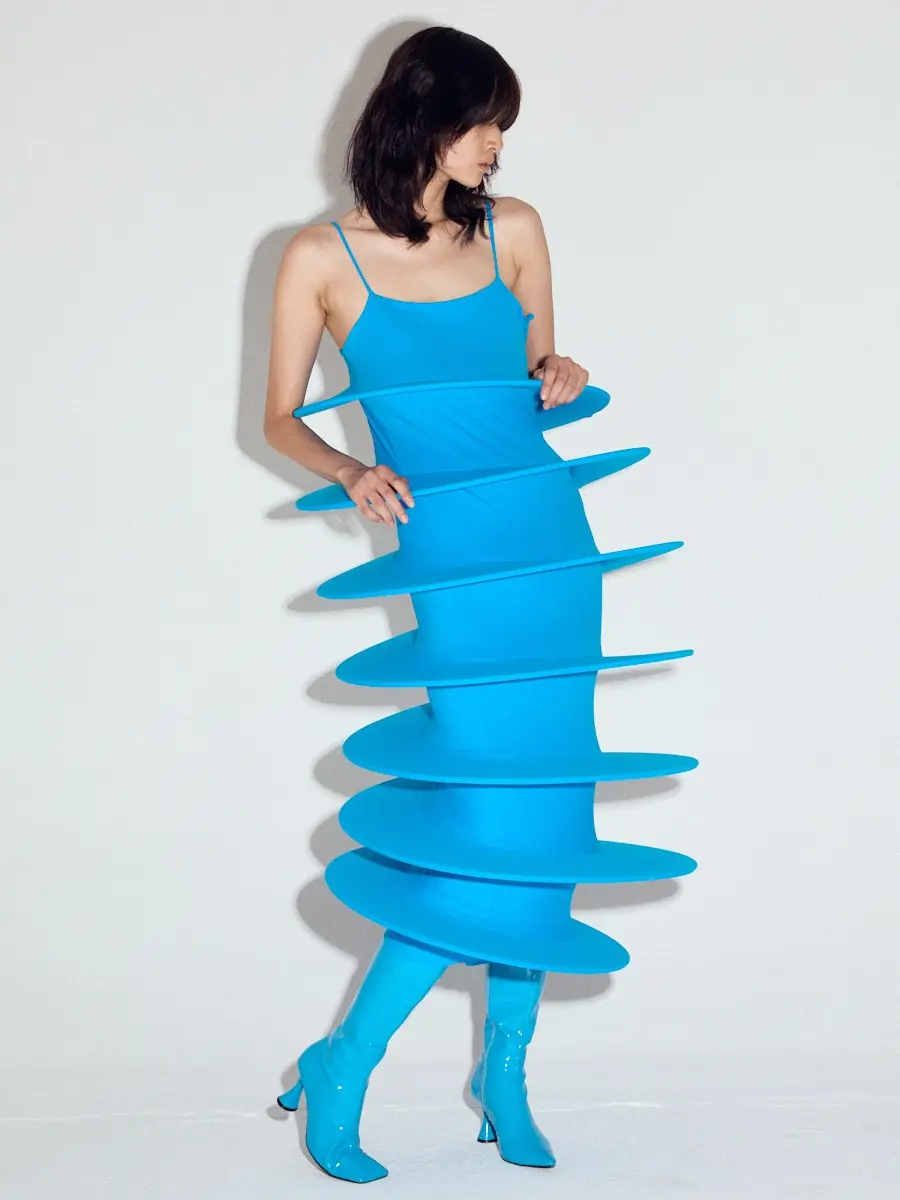 Spaghetti Strap Tornado Dress in Turquoise