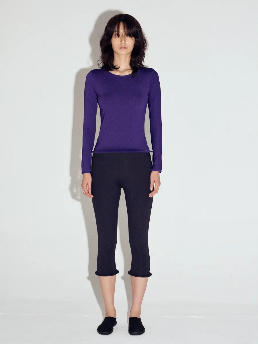 Wired Hem Basic Top in Deep Purple