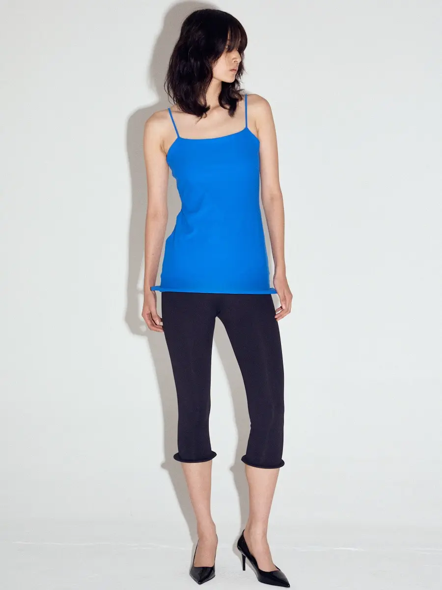 Wired Hem Spaghetti Strap Sleeveless Top in Azure Blue