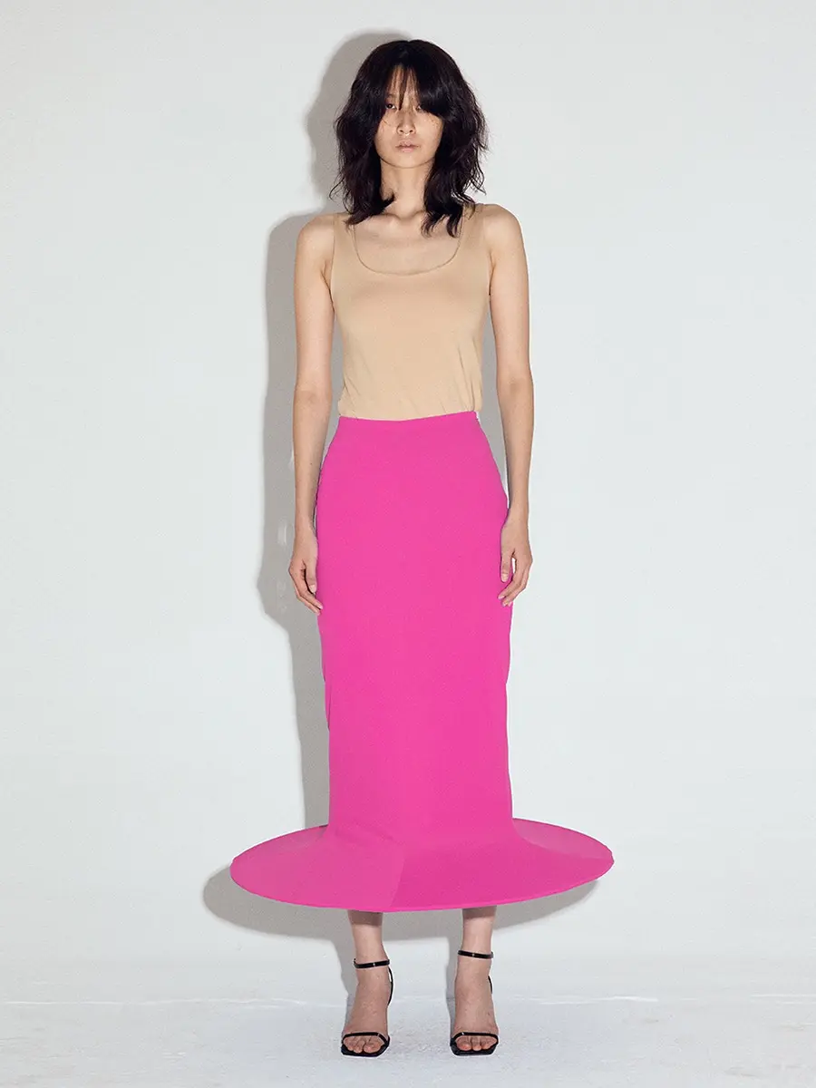 Pop-up Cylinder Skirt in Fuscia
