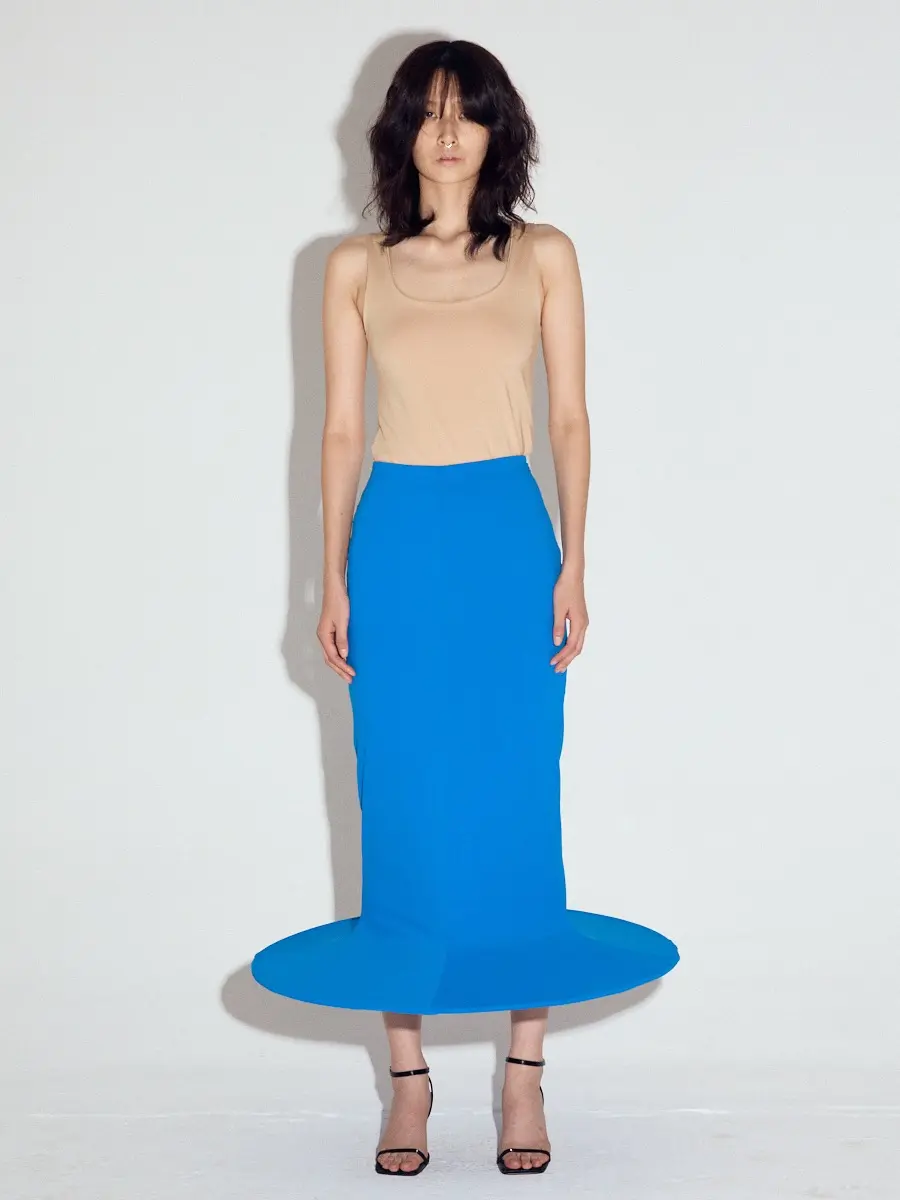 Pop-up Cylinder Skirt in Turquoise