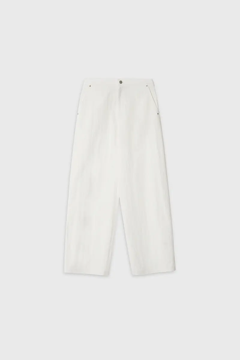 Denim Barrel Trousers (White)