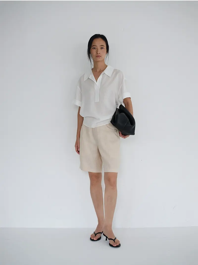 THELOOM — Linen Denim Bermuda (Light Beige) (3/3)