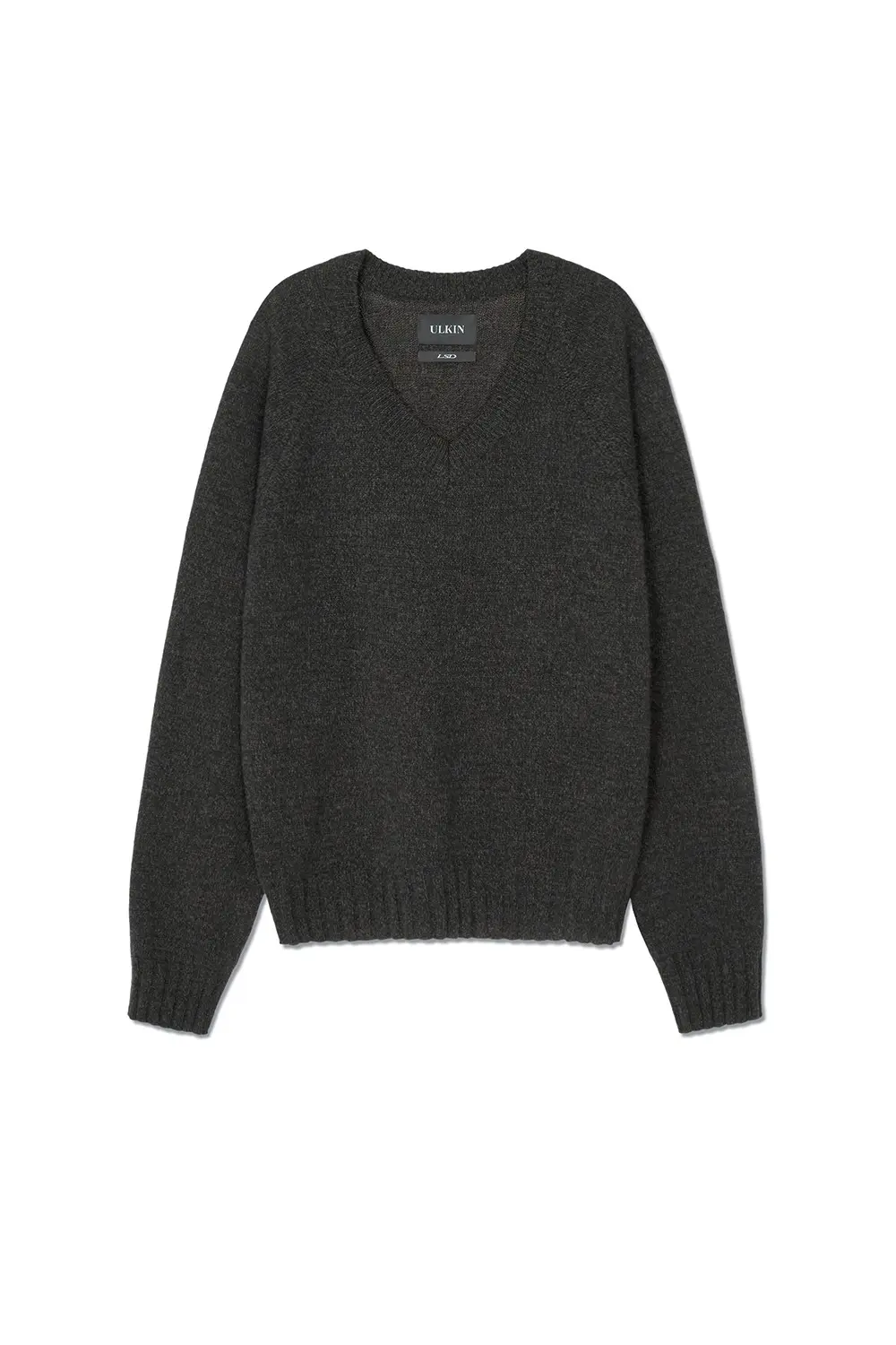 ULKIN V neck Knit Top (Charcoal Melange)