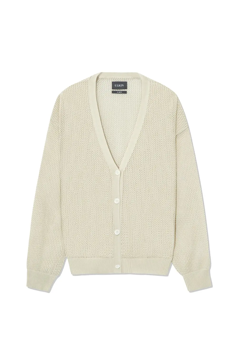 Crochet V-neck Knit Cardigan (Beige)