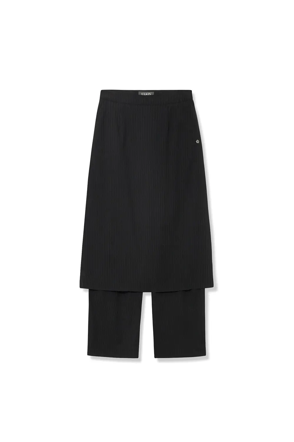 Stripe Layered Skirt Pants (Black)