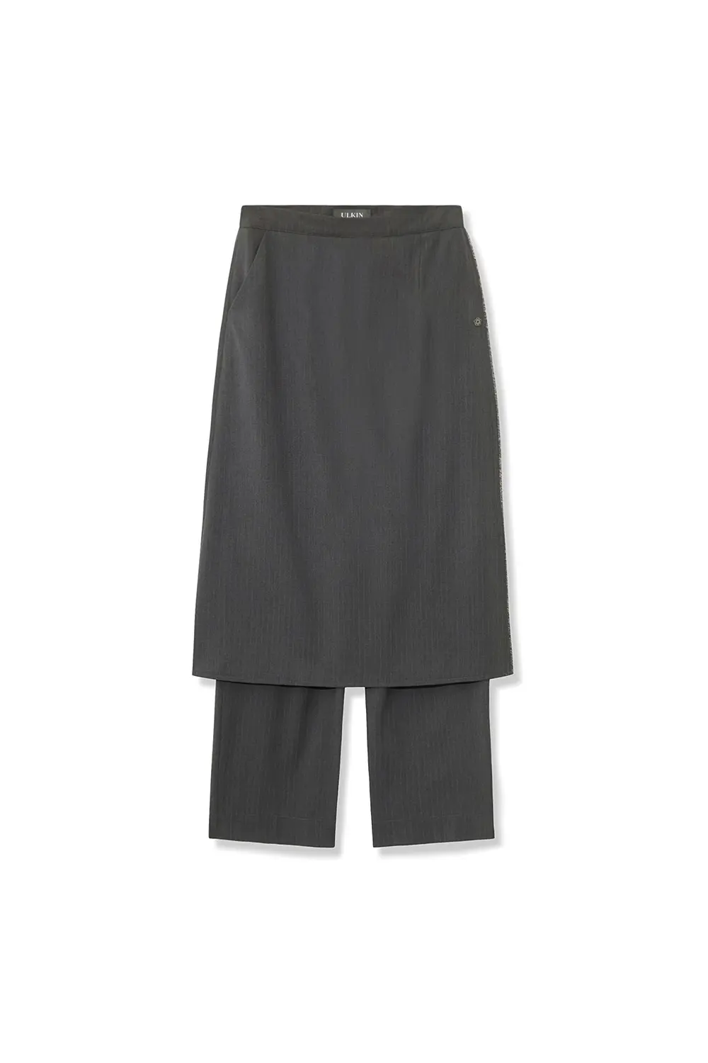 Stripe Layered Skirt Pants (Gray)
